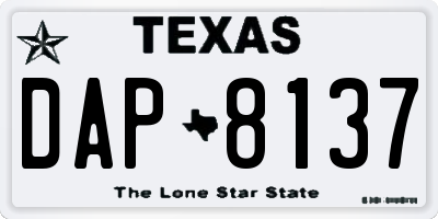 TX license plate DAP8137