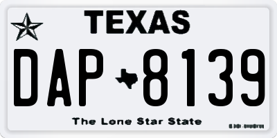 TX license plate DAP8139