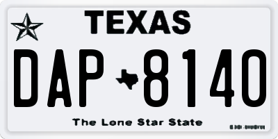 TX license plate DAP8140