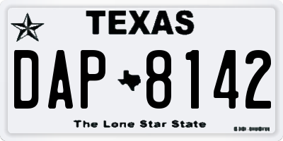 TX license plate DAP8142