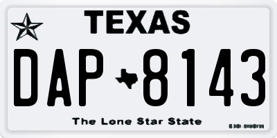 TX license plate DAP8143