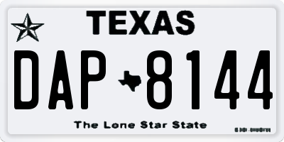 TX license plate DAP8144
