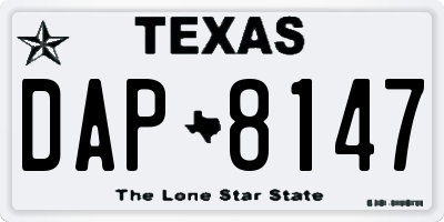 TX license plate DAP8147