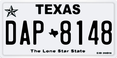 TX license plate DAP8148