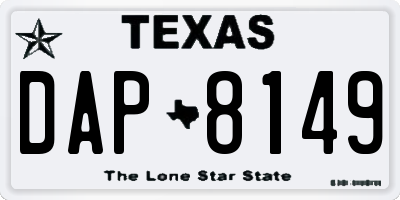 TX license plate DAP8149