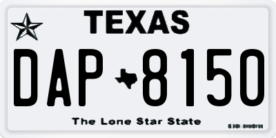 TX license plate DAP8150