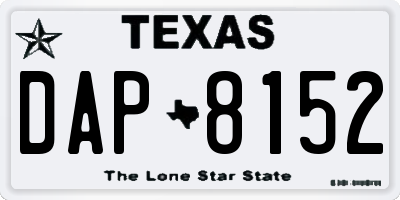 TX license plate DAP8152