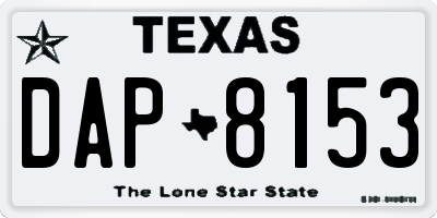 TX license plate DAP8153