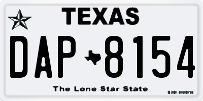 TX license plate DAP8154