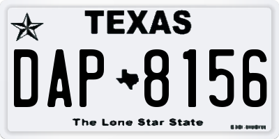 TX license plate DAP8156