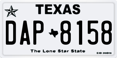 TX license plate DAP8158