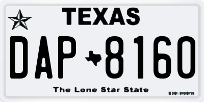 TX license plate DAP8160