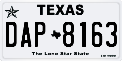 TX license plate DAP8163