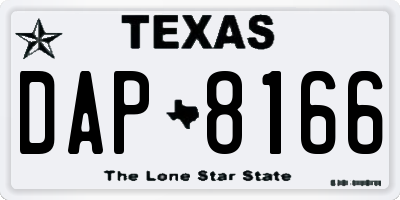 TX license plate DAP8166