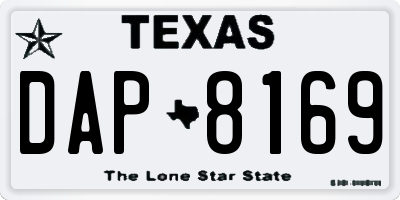 TX license plate DAP8169