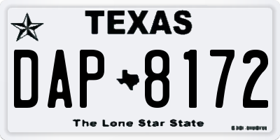 TX license plate DAP8172
