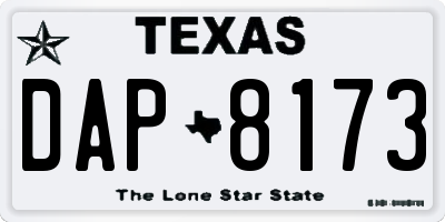 TX license plate DAP8173
