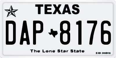 TX license plate DAP8176