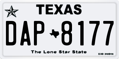 TX license plate DAP8177
