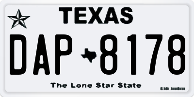 TX license plate DAP8178