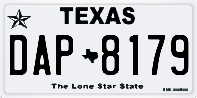 TX license plate DAP8179