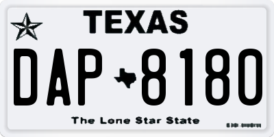 TX license plate DAP8180