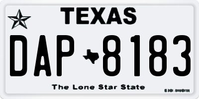 TX license plate DAP8183