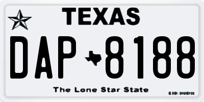 TX license plate DAP8188