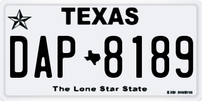 TX license plate DAP8189