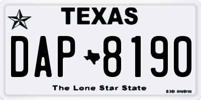 TX license plate DAP8190