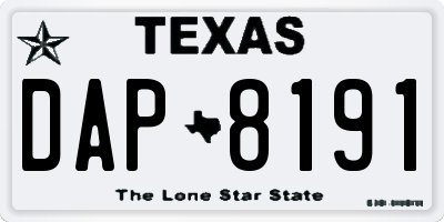 TX license plate DAP8191