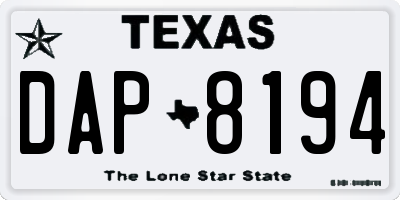 TX license plate DAP8194