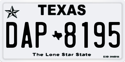 TX license plate DAP8195