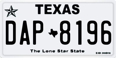 TX license plate DAP8196