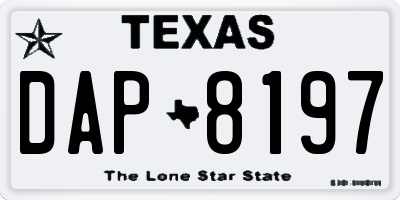 TX license plate DAP8197