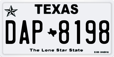 TX license plate DAP8198