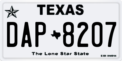 TX license plate DAP8207