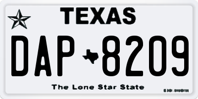 TX license plate DAP8209