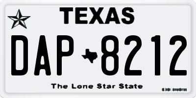 TX license plate DAP8212