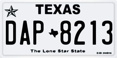 TX license plate DAP8213