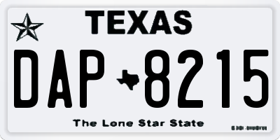 TX license plate DAP8215