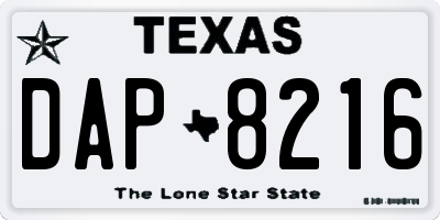 TX license plate DAP8216