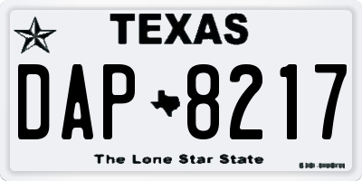 TX license plate DAP8217
