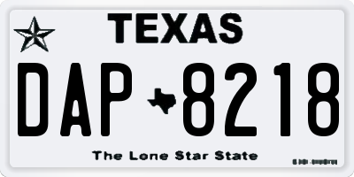 TX license plate DAP8218