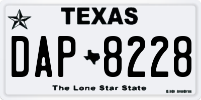 TX license plate DAP8228