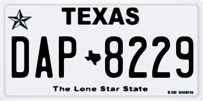 TX license plate DAP8229