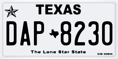TX license plate DAP8230