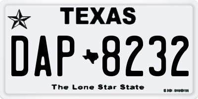 TX license plate DAP8232
