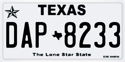 TX license plate DAP8233