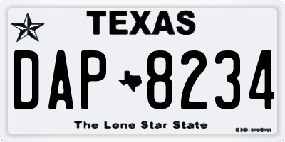TX license plate DAP8234